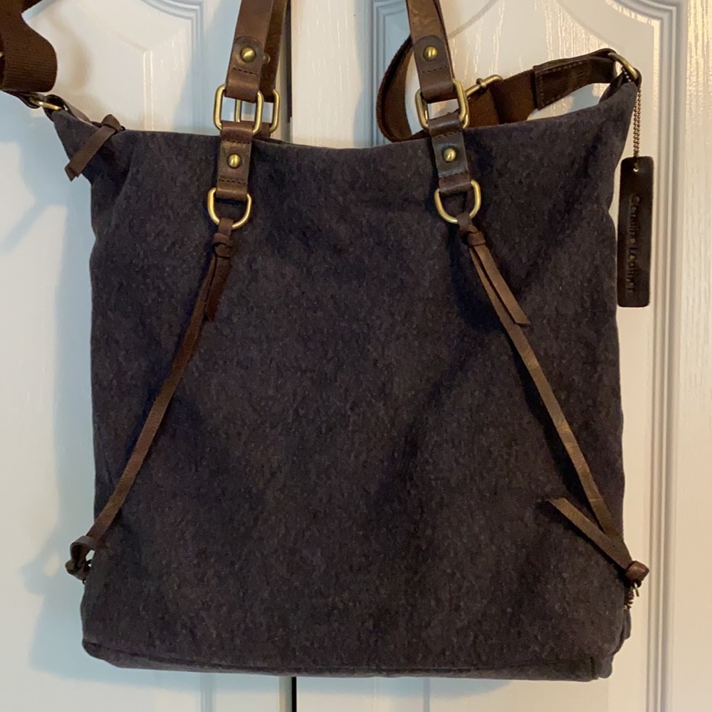 Nino Bossi denim crossbody shoulder bag charcoal
